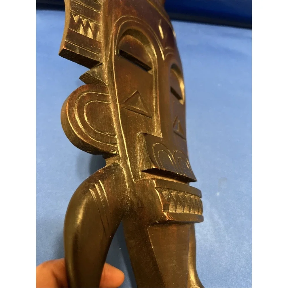 Vtg Hand Carved African Tribal Senufo Kpelie Mask Wood 16x7